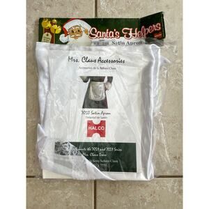 HALCO MRS SANTA CLAUS SATIN APRON MAID HOSTESS 50'S HOUSEWIFE COSTUME